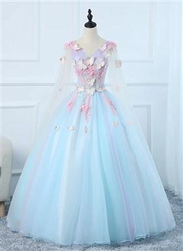 Picture of Lovely Light Blue Tulle PLong Formal Gown Party Dresses, Blue Sweet 16 Dress